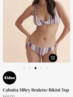 Eidon Cahuita Striped Bralette Bikini Top - Multi Stripe